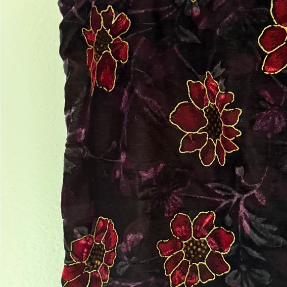 Vintage Anchor Blue Vest Women Medium Black  Purple Flowers - Picture 8 of 9